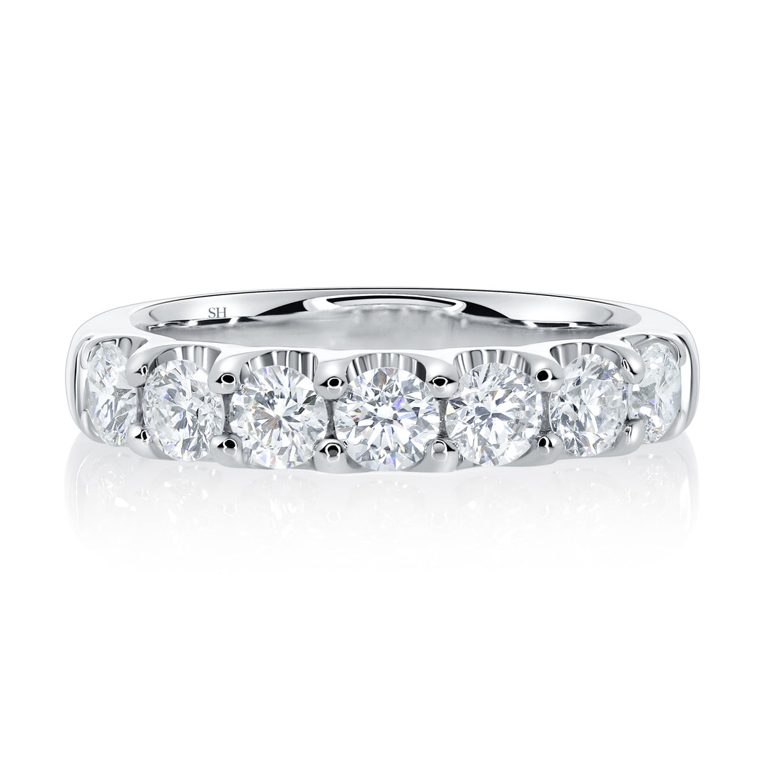 Medium Width Scalloped-Claw Diamond Women’s Wedding Band (3.8mm) - W0608