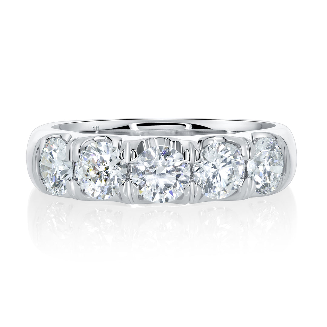 Wider Width Scalloped-Claw Diamond Women’s Wedding Band (5.3mm) - W0612