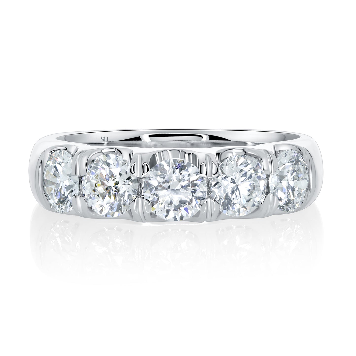 Wider Width Scalloped-Claw Diamond Women’s Wedding Band (5.3mm) - W0612