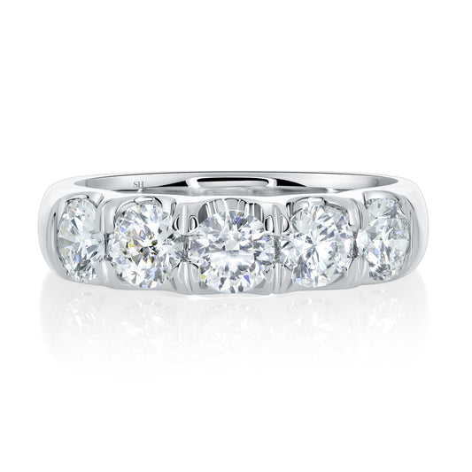 Wider Width Scalloped-Claw Diamond Women’s Wedding Band (5.3mm) - W0612