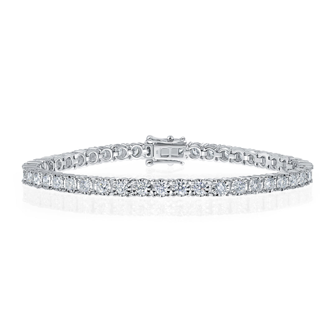 18kt White Gold Diamond Tennis Bracelet With White Gold Halo (0.06ct) - W0627