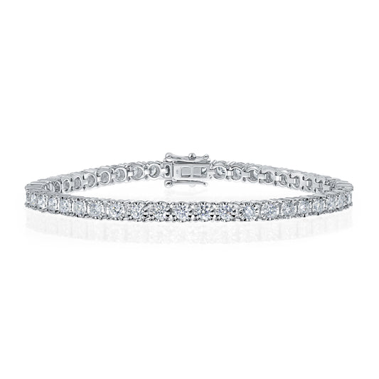 18kt White Gold Diamond Tennis Bracelet With White Gold Halo (0.06ct) - W0627