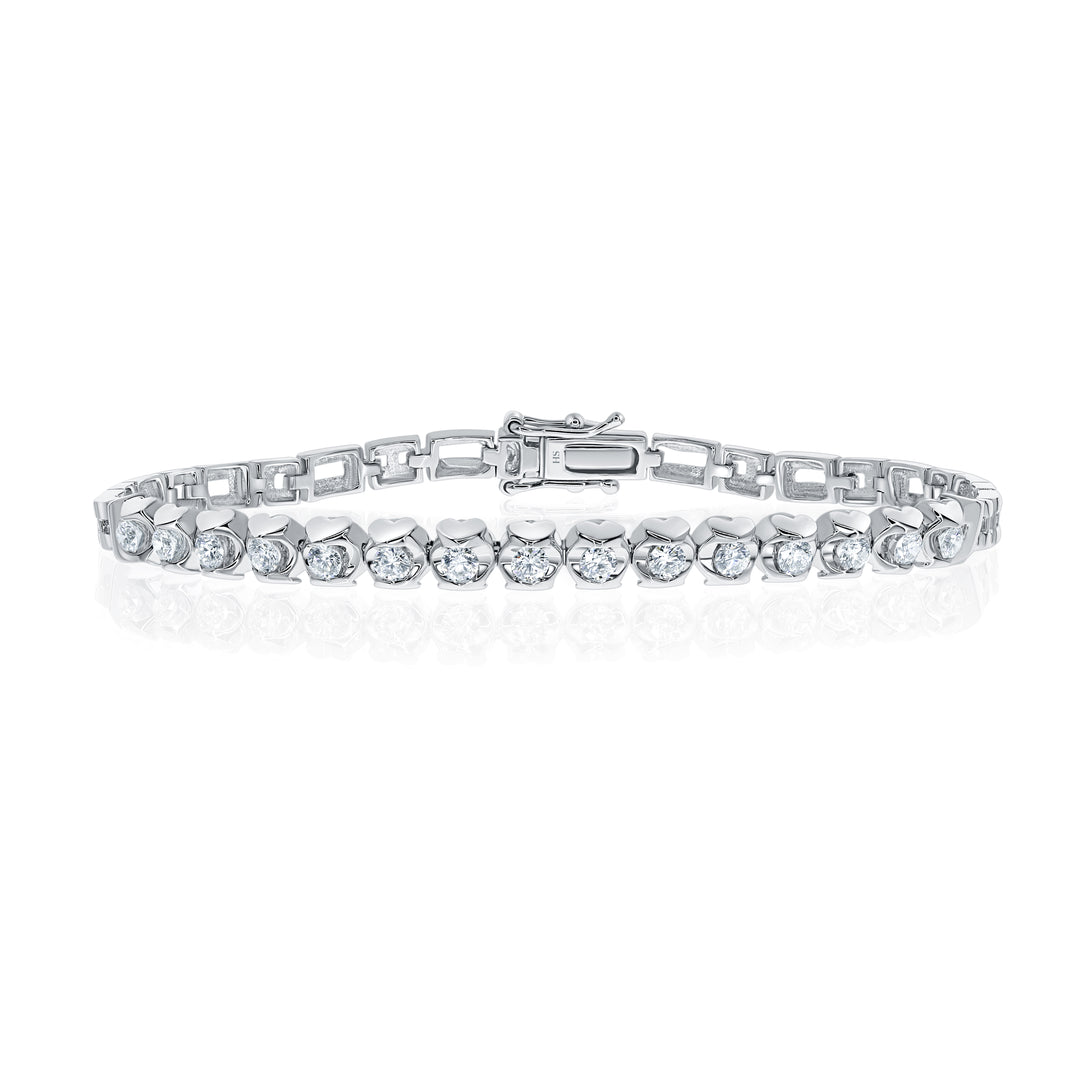 18kt White Gold Two-Claw Floating Diamond Bracelet (0.045ct) - W0629