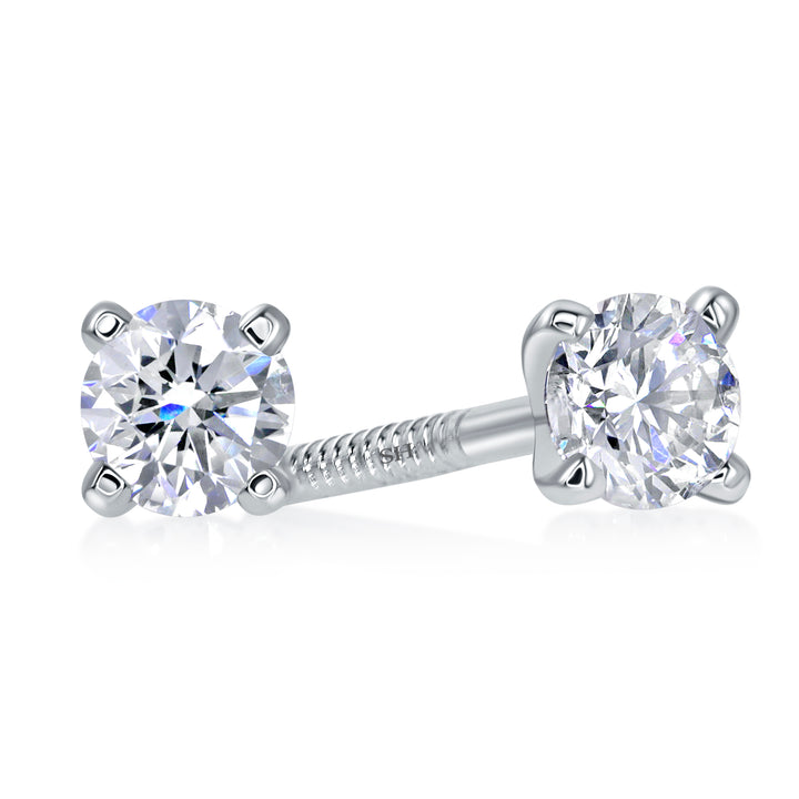 4-Claw Minimalistic Solitaire Diamond Stud Earrings - W0638-A