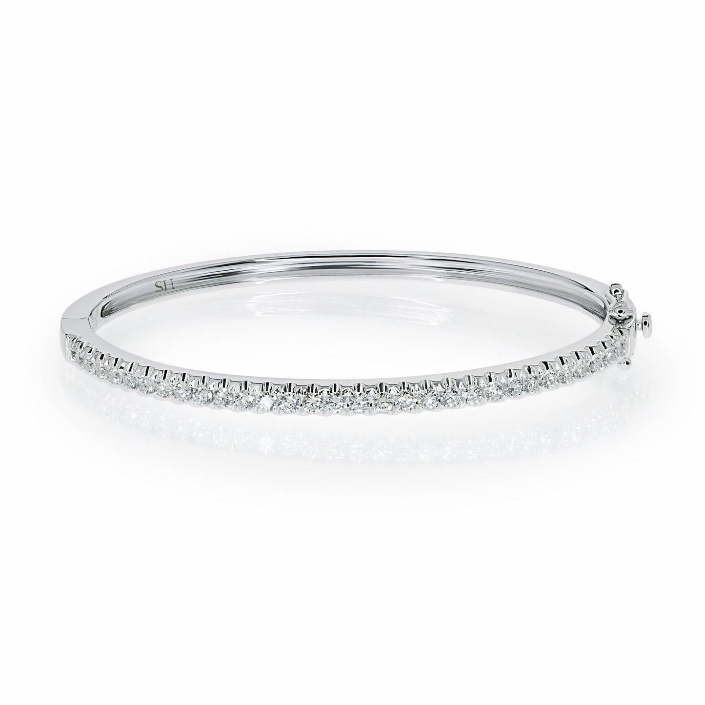 18kt gold Pave set diamond tennis bangle (3mm) - W0735