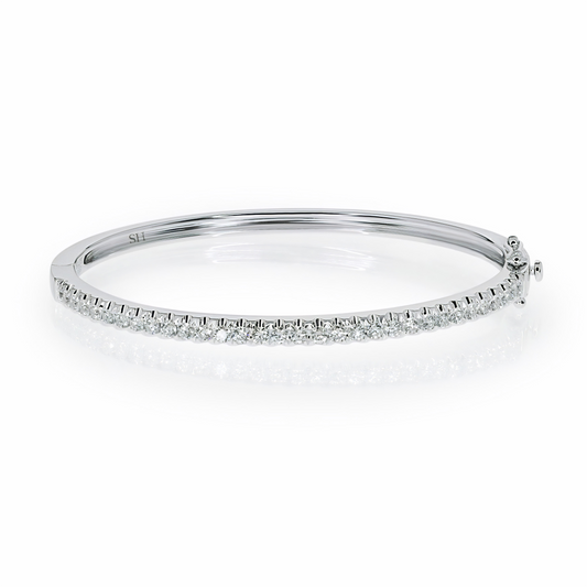 18kt gold Pave set diamond tennis bangle (3mm) - W0735