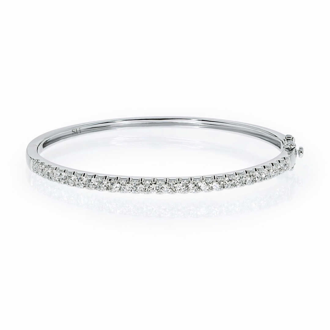 18kt gold Pave set diamond tennis bangle (3.3mm) - W0736