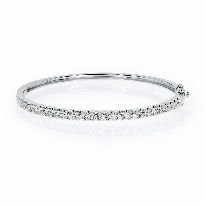 18kt gold Pave set diamond tennis bangle (3.3mm) - W0736