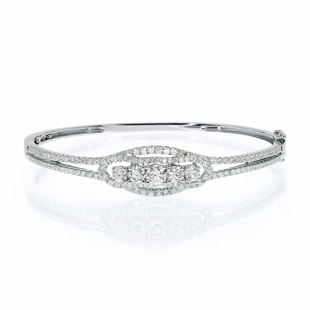 18kt gold baroque band diamond bangle - W0742