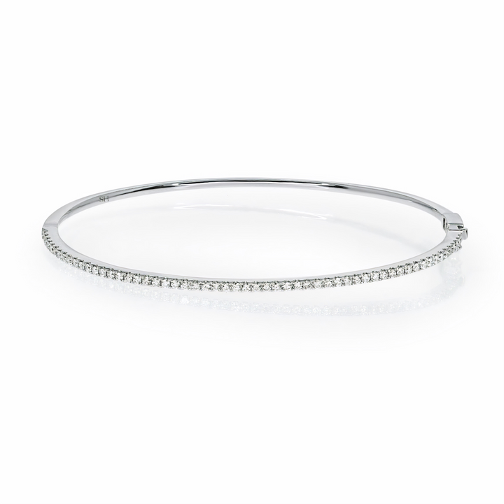 18kt white gold Pave set diamond tennis bangle (1.6mm) - W0747