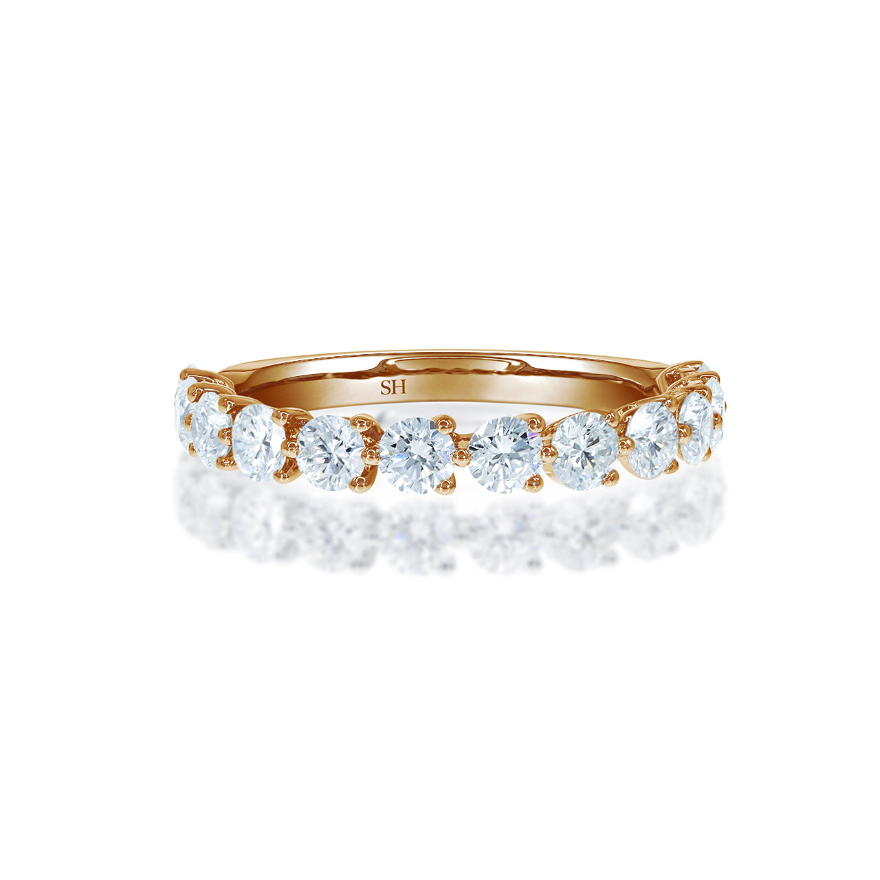 3/4 Eternity 3-Claw Diamond Orbit Wedding Band 3.2mm - W0811