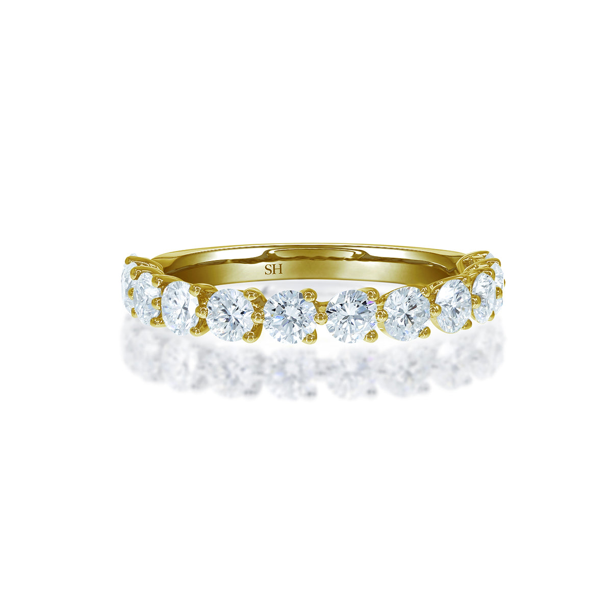 3/4 Eternity 3-Claw Diamond Orbit Wedding Band 3.2mm - W0811