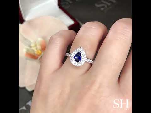 Pear Double Halo Sapphire Ring (0.45Ct) - W0875