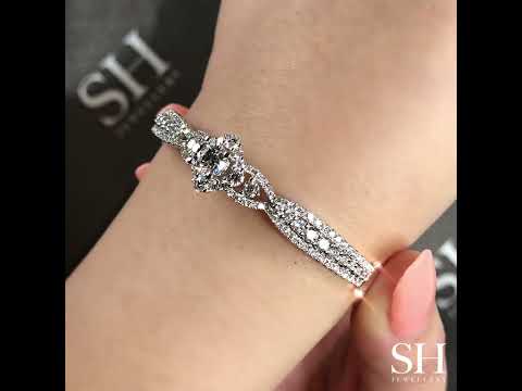 Triple Leafy Halo Diamond  Bangle 4.5mm - W0915