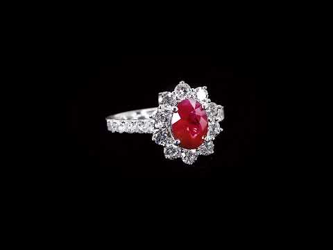 Star Halo Ruby Ring With Pave Band (2.0Ct) - W0877