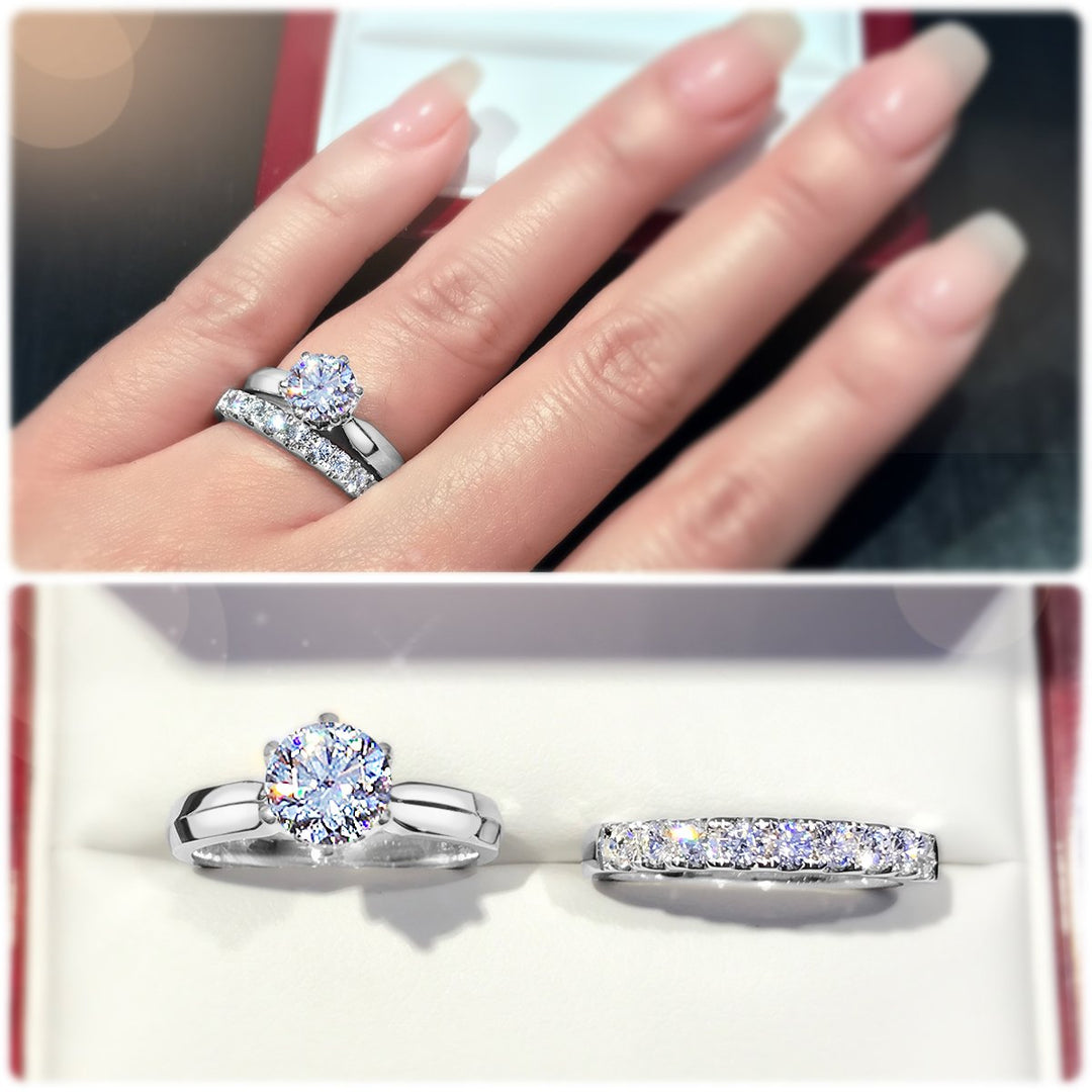 Modern 6-Claw solitaire engagement ring with knife edge band - W0002