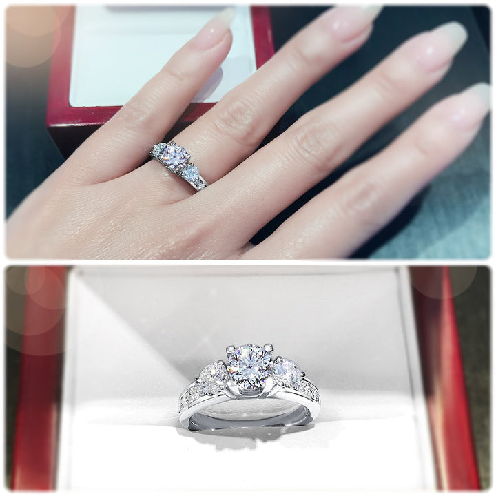 Modern 4-Claw trilogy ring with channel set band - W0032