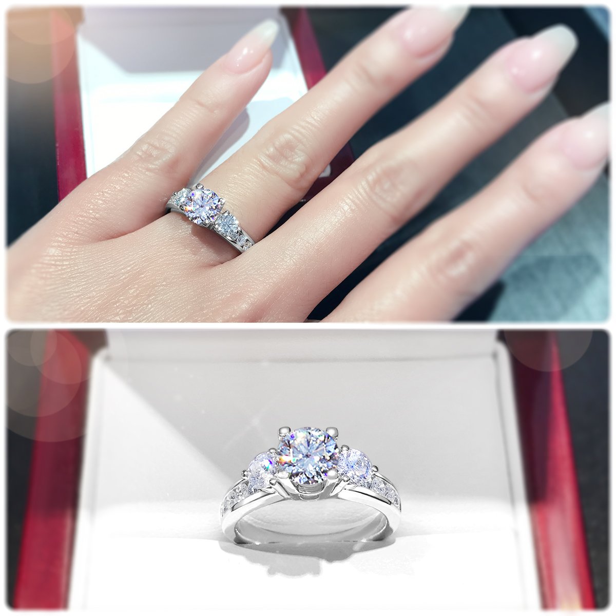 Modern 4-Claw trilogy ring with channel set band - W0032