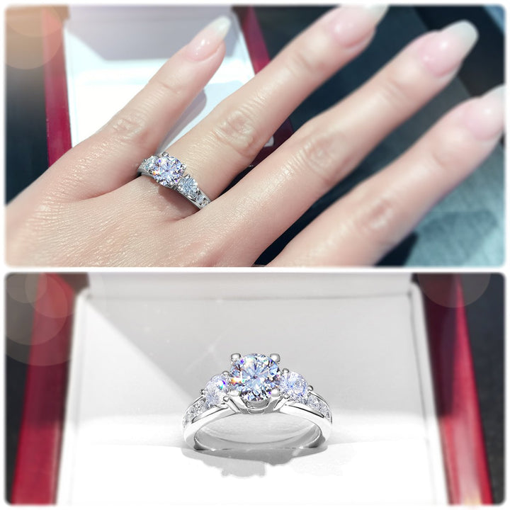 Modern 4-Claw trilogy ring with channel set band - W0032