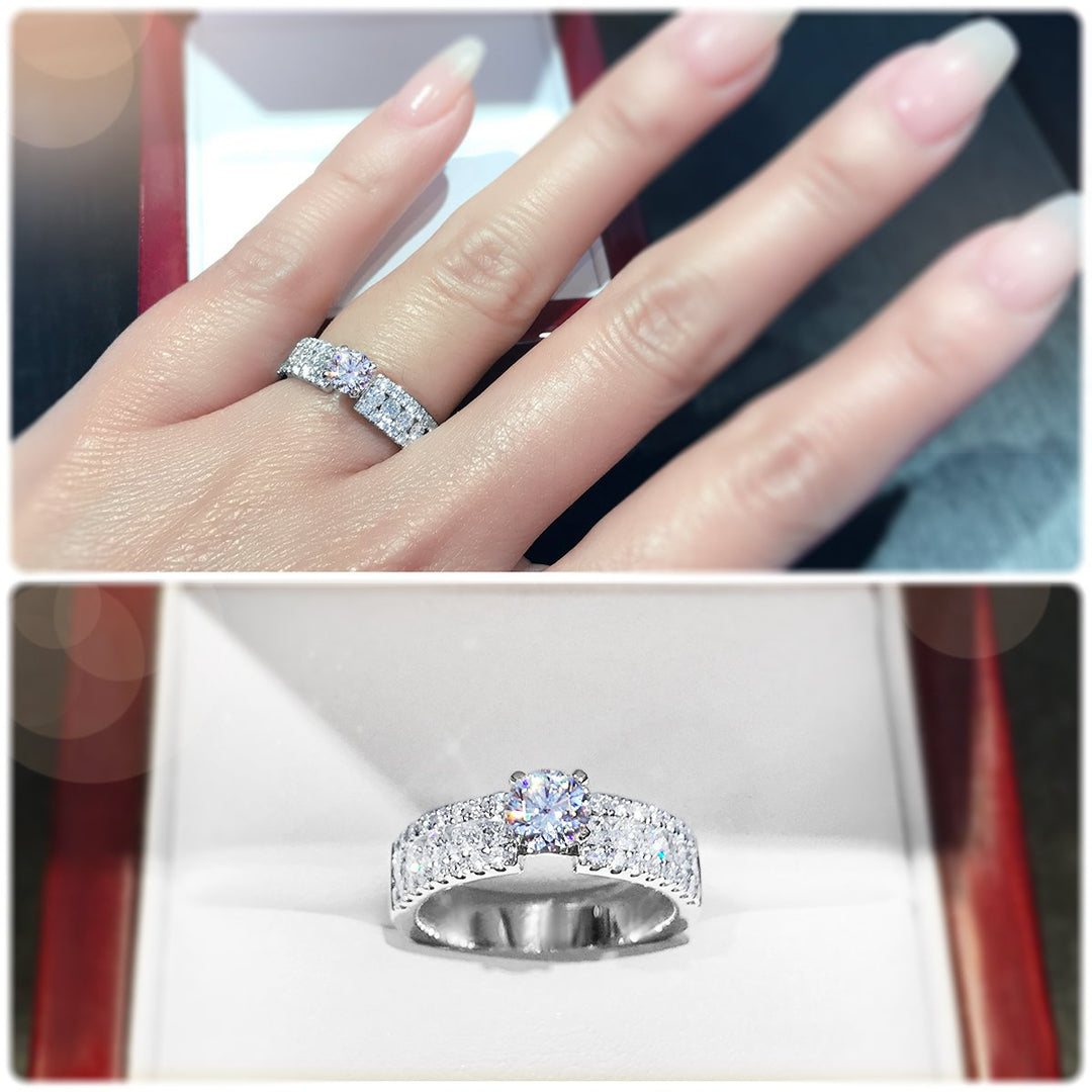 Bold 4-Claw engagement ring with wider diamond band - W0262