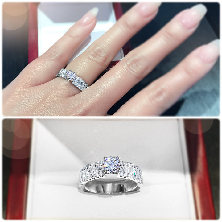 Bold 4-Claw engagement ring with wider diamond band - W0262