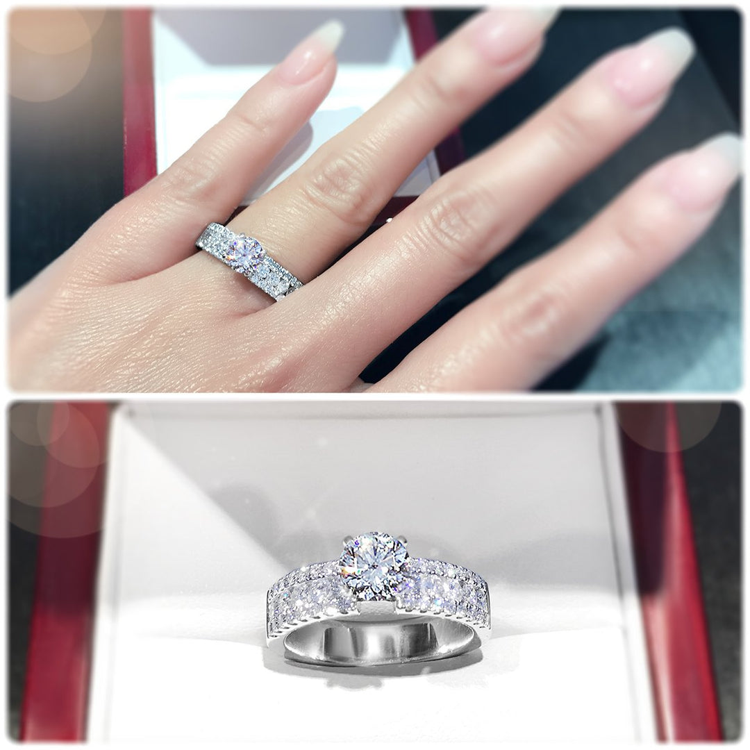 Bold 4-Claw engagement ring with wider diamond band - W0262