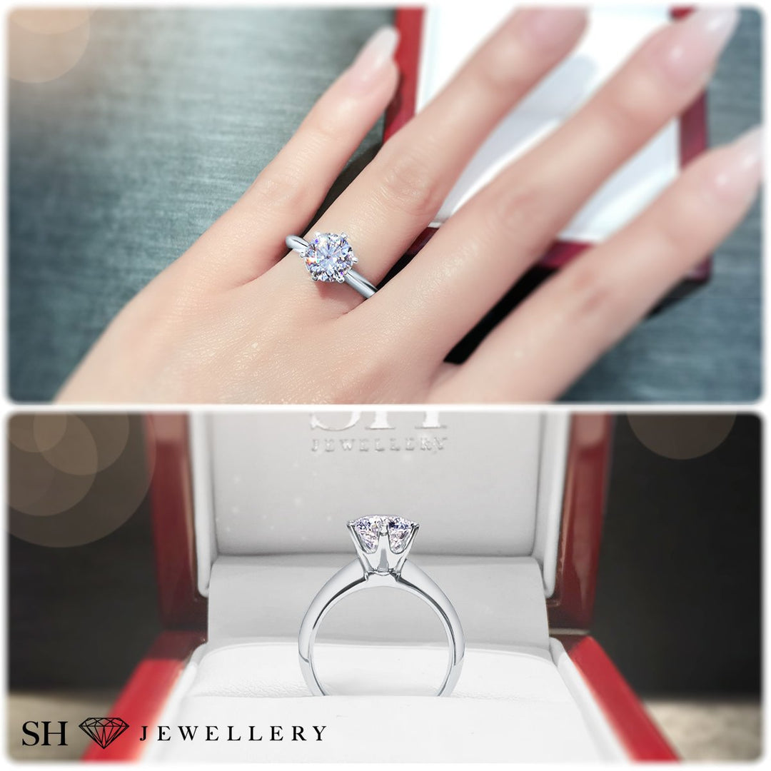 Classic 6-Claw solitaire engagement ring - W0004