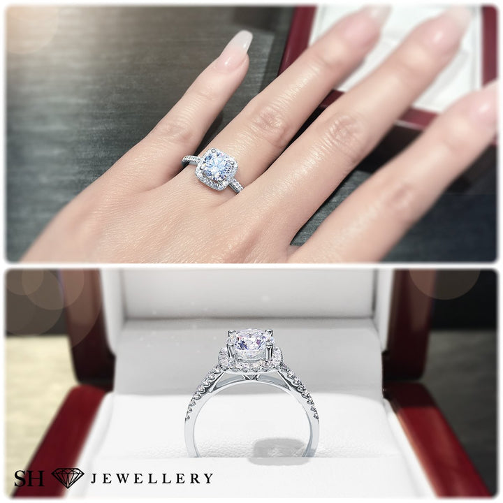 Cushion Shaped with thin halo with slim band - W0322