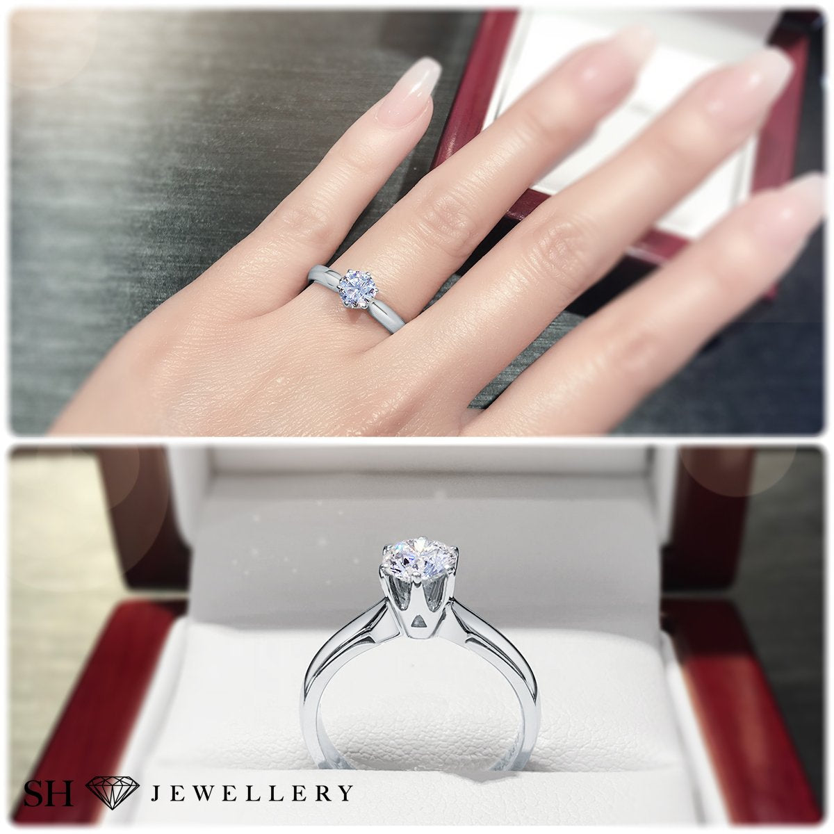 Modern 6-Claw solitaire engagement ring with knife edge band - W0002