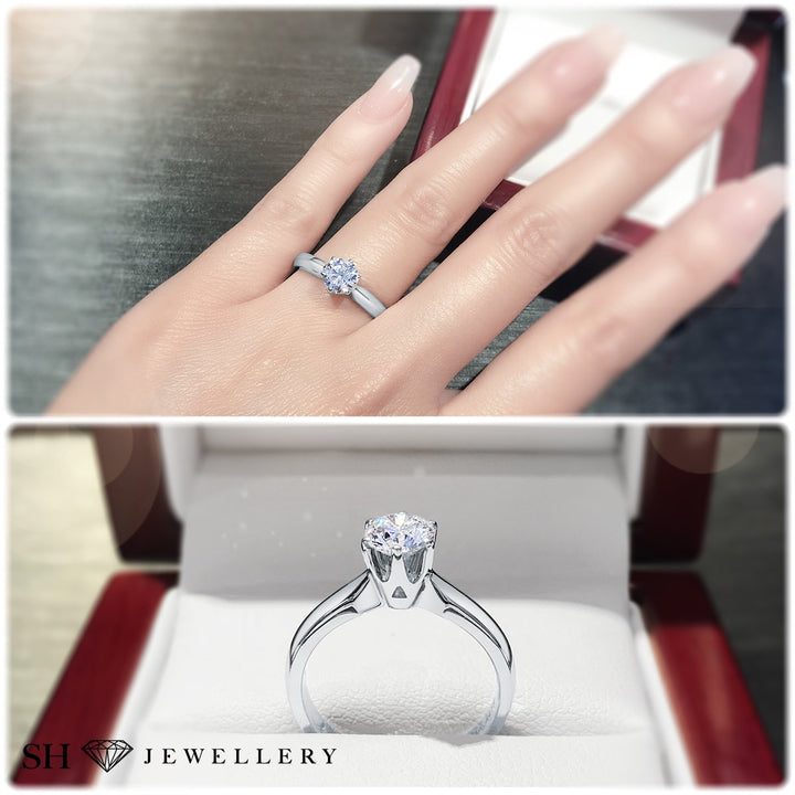 Modern 6-Claw solitaire engagement ring with knife edge band - W0002