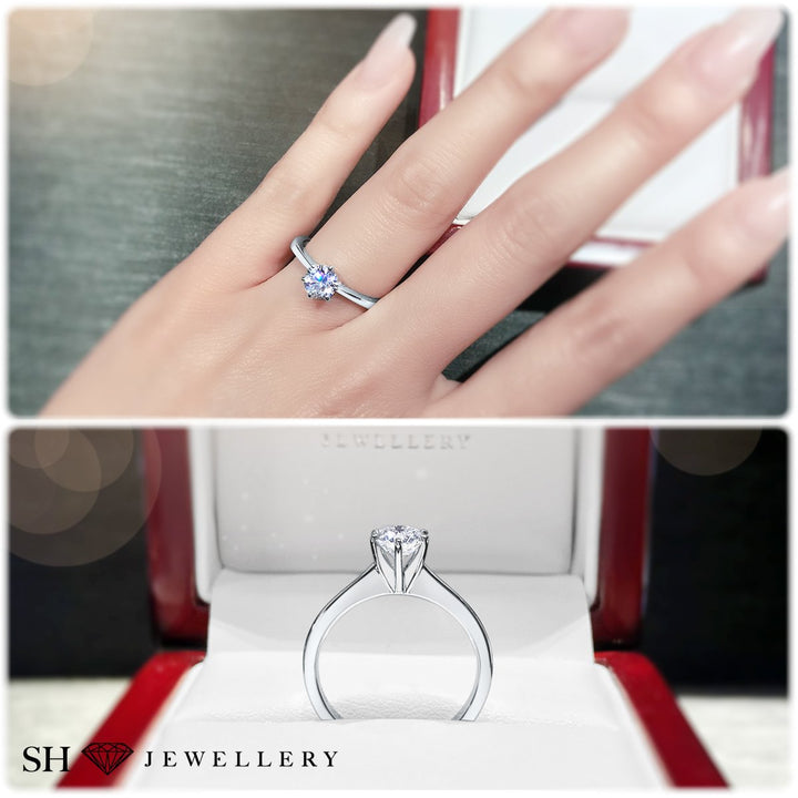 Minimalistic 6-claw solitaire engagement ring - W0003