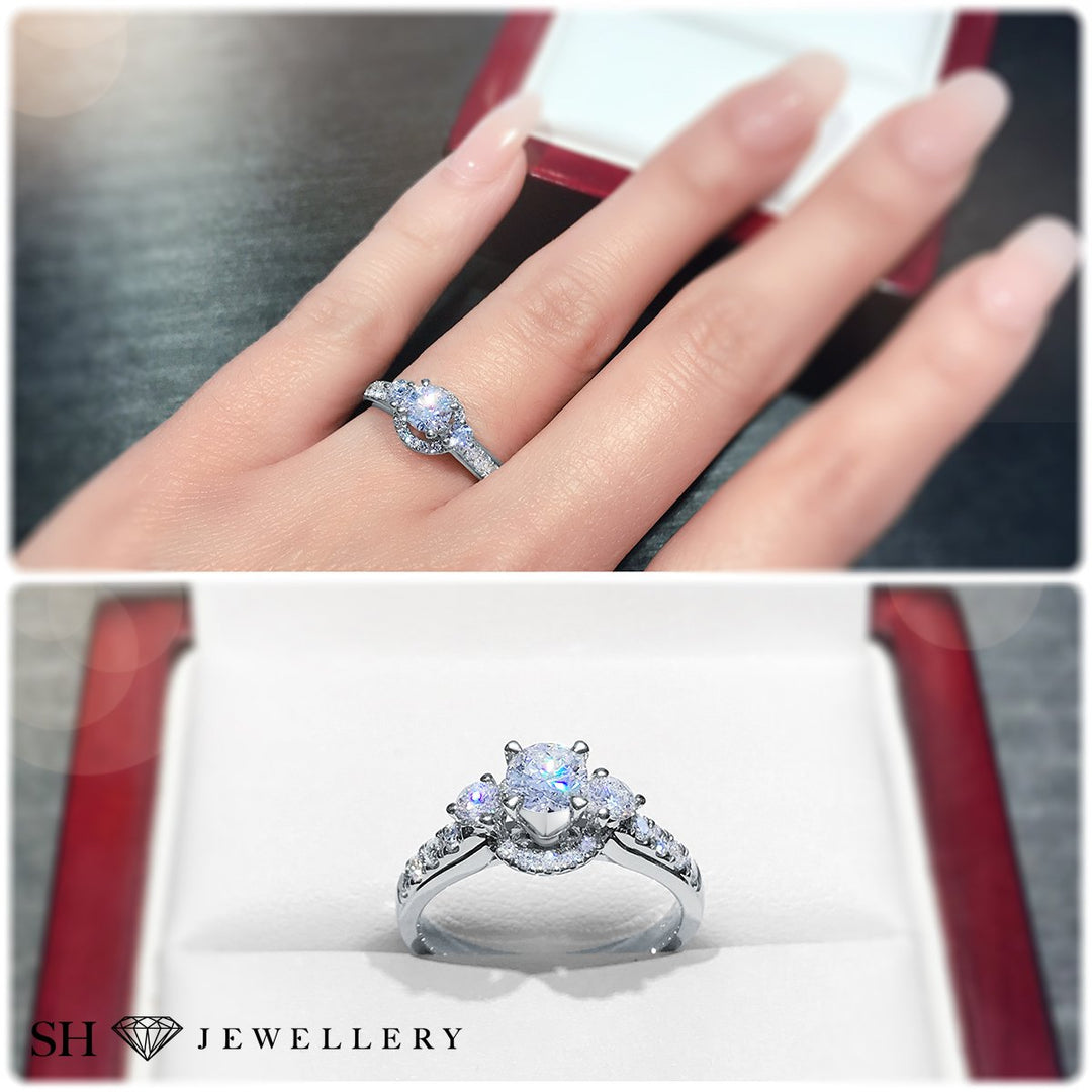 Intricate semi-halo engagement ring - W0252