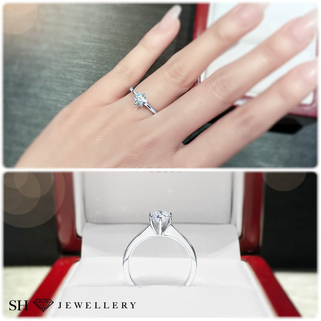 Minimalistic 6-claw solitaire engagement ring - W0003