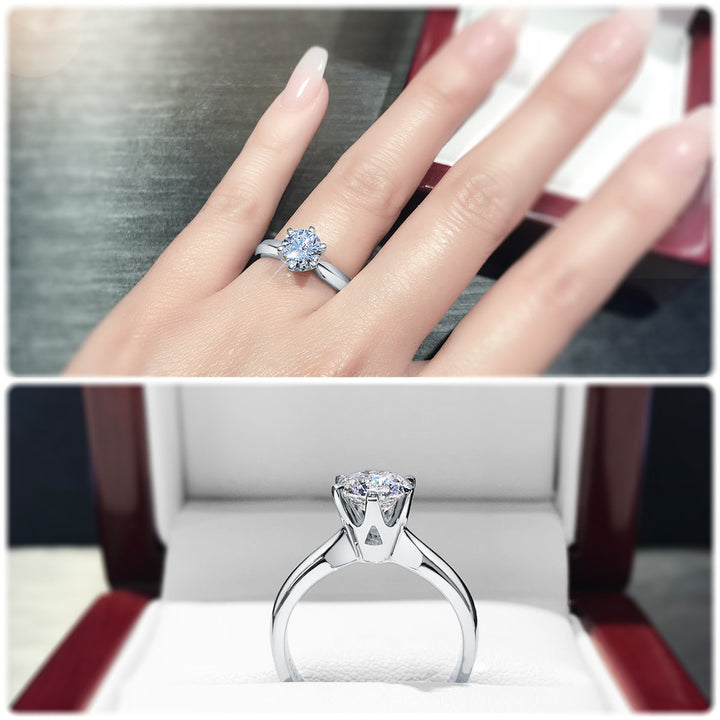 Modern 6-Claw solitaire engagement ring with knife edge band - W0002