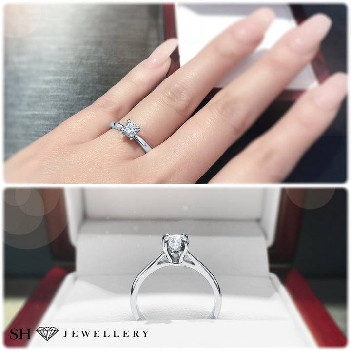 Modern 4-Claw solitaire engagement ring - W0006