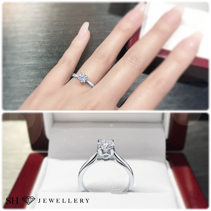 Modern 4-Claw solitaire engagement ring - W0006