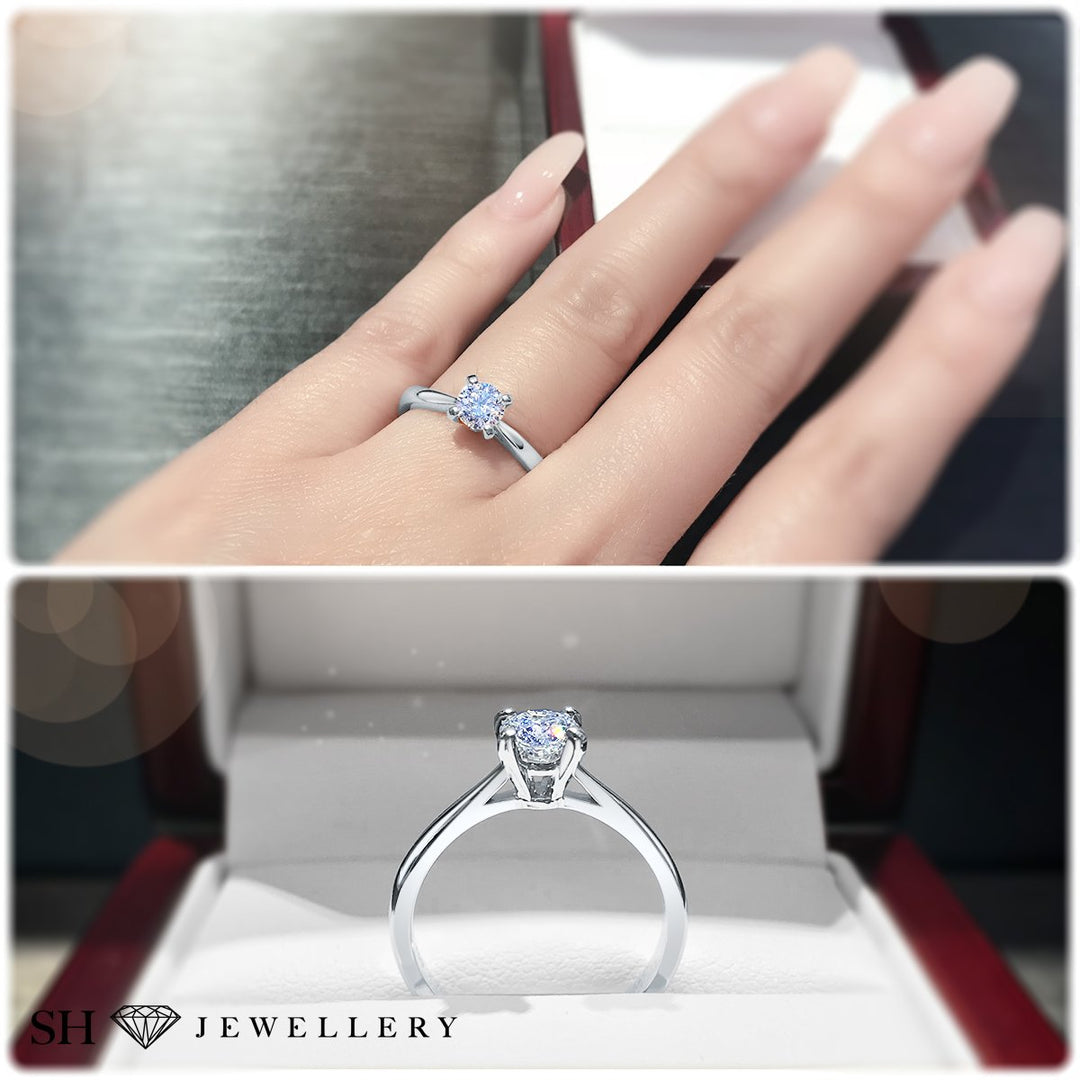 Modern 4-Claw solitaire engagement ring - W0006