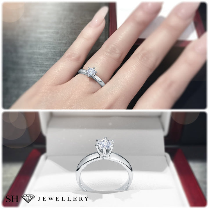 Classic 6-Claw solitaire engagement ring - W0004
