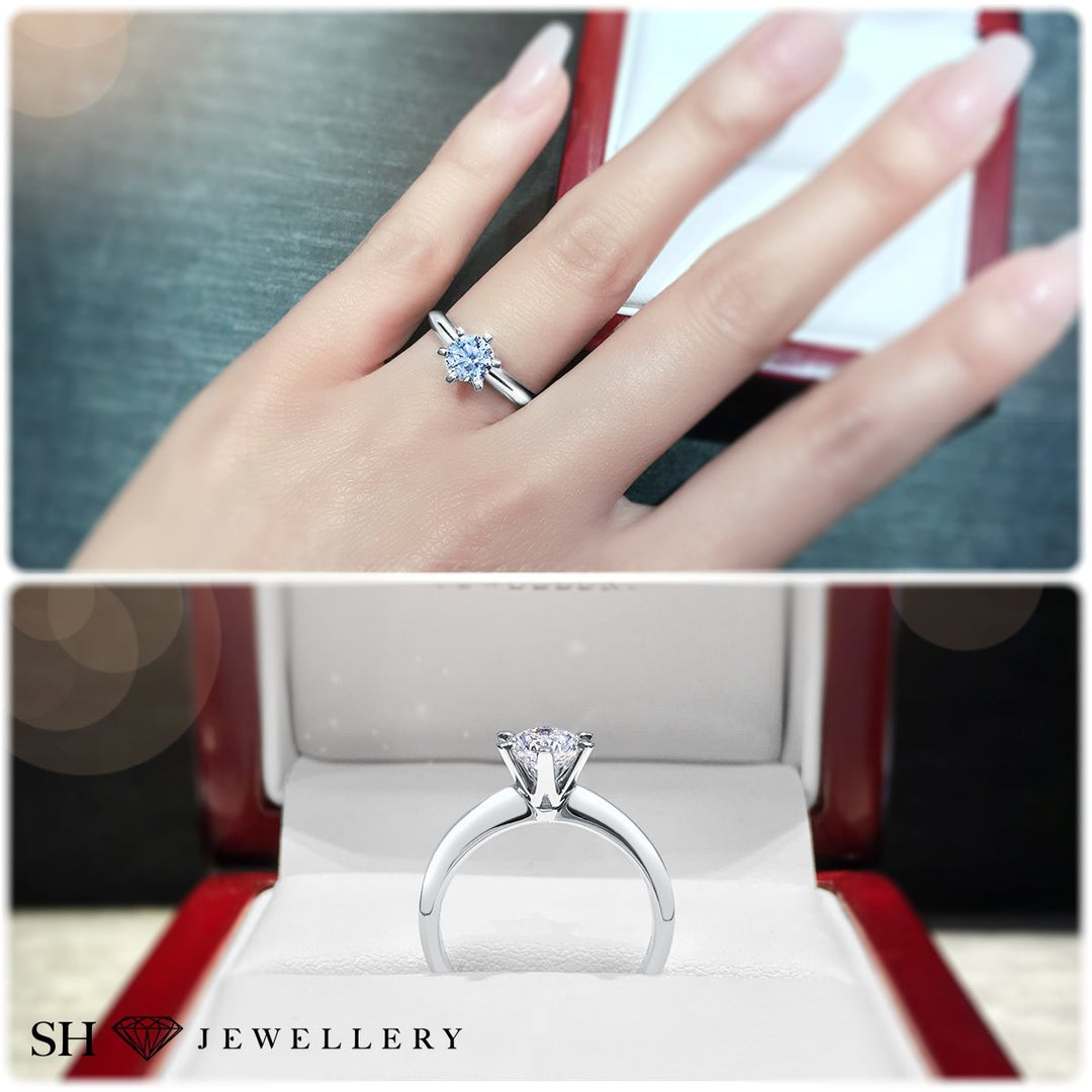 Classic 6-Claw solitaire engagement ring - W0004