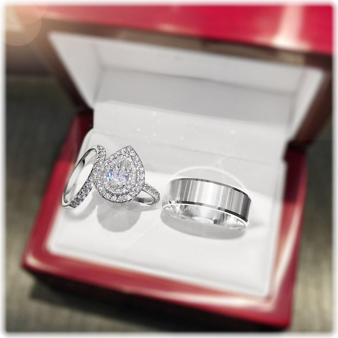 Pear Shaped double halo ring - W0323