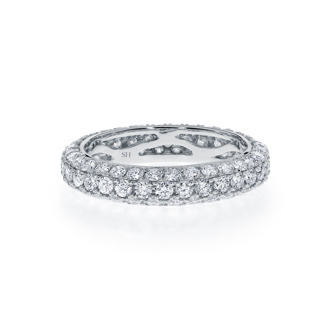 Full eternity medium 3-row pave set diamond band - W0359