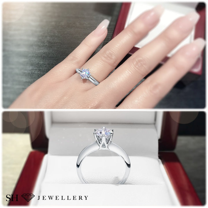Classic 6-Claw solitaire engagement ring - W0004