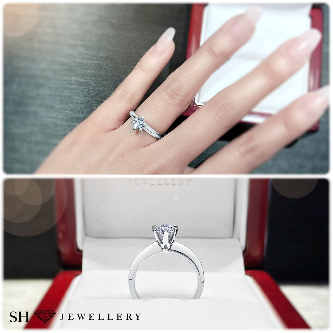 Classic 6-Claw solitaire engagement ring - W0004