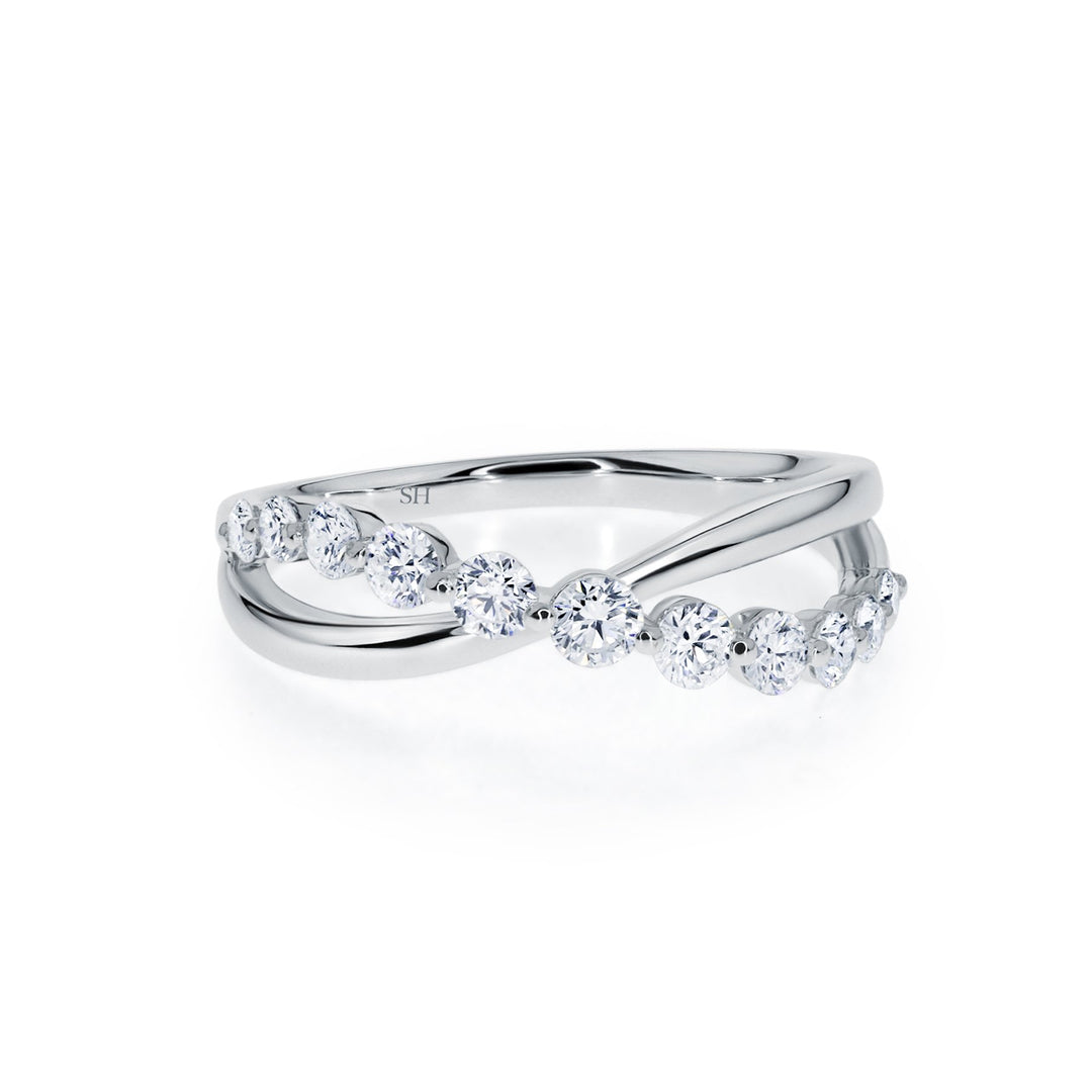 Modern crossover diamond band - W0362