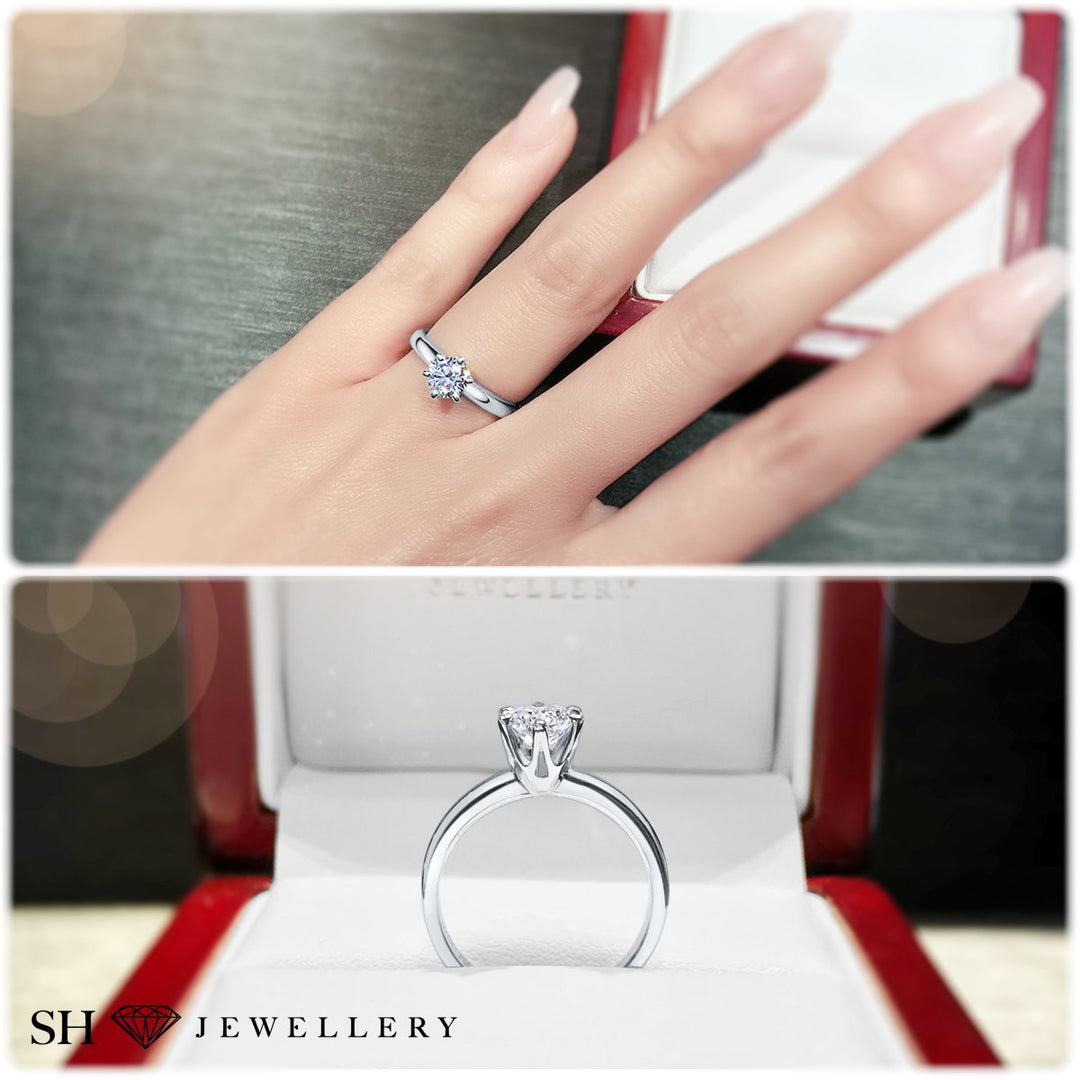 Classic 6-Claw solitaire engagement ring - W0004
