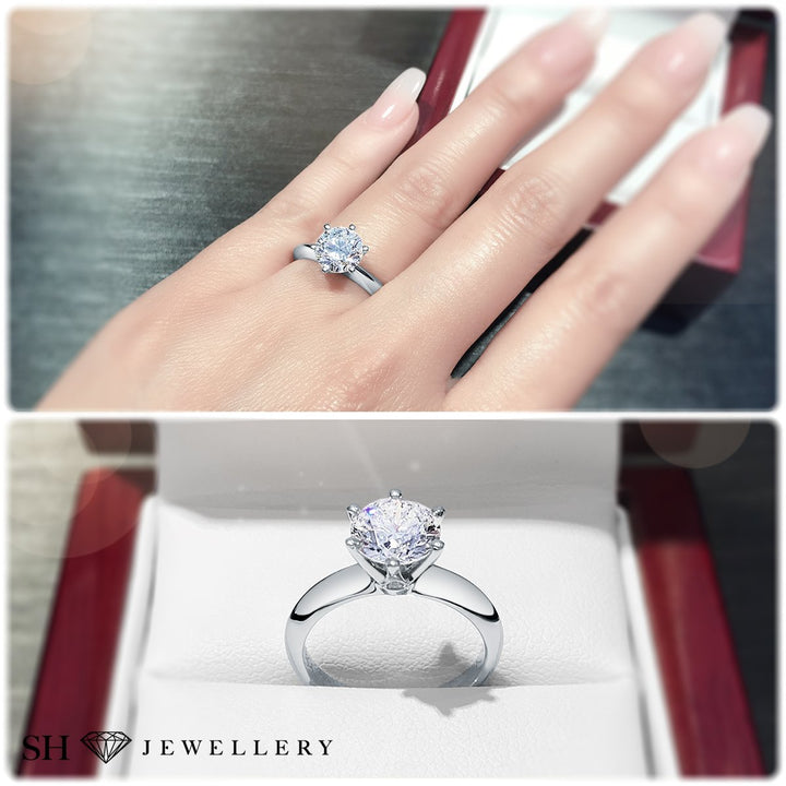 Classic 6-Claw solitaire engagement ring - W0004