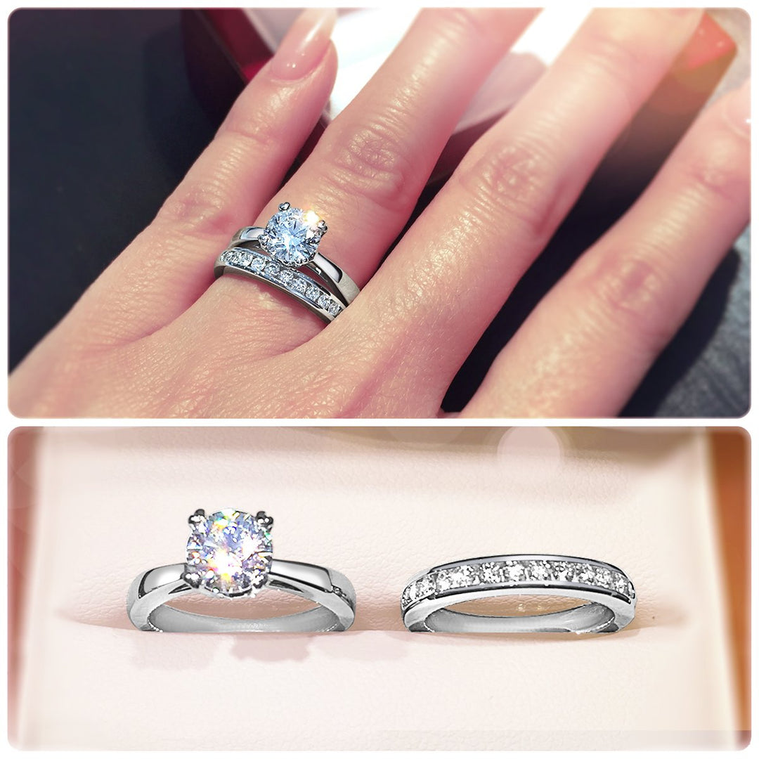 4-Claw solitaire engagement ring with heart shaped prong tips - W0001