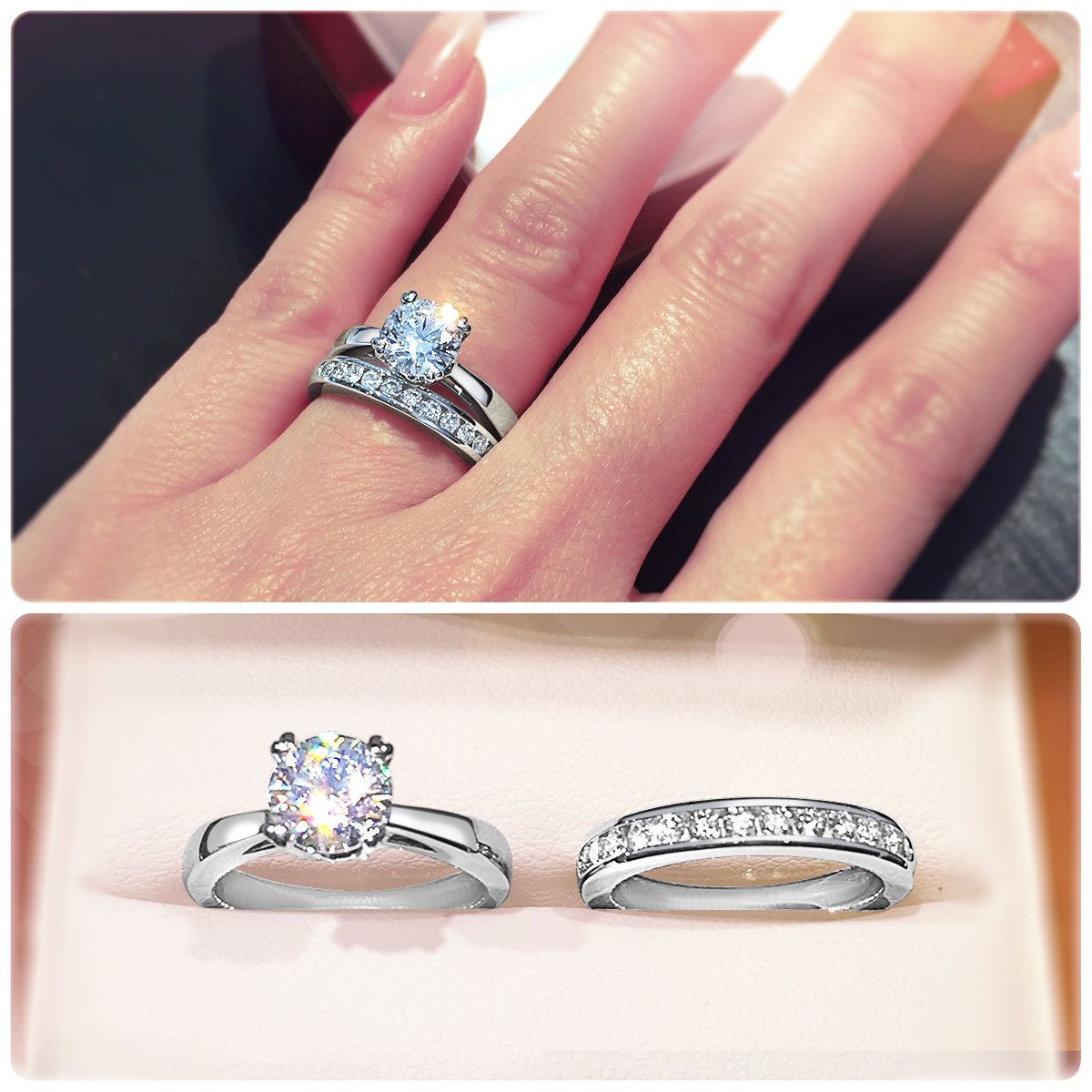4-Claw solitaire engagement ring with heart shaped prong tips - W0001
