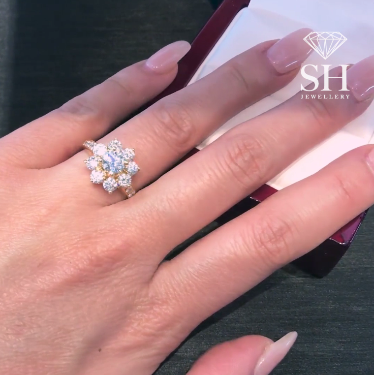 Floral inspired halo engagement ring - W0766